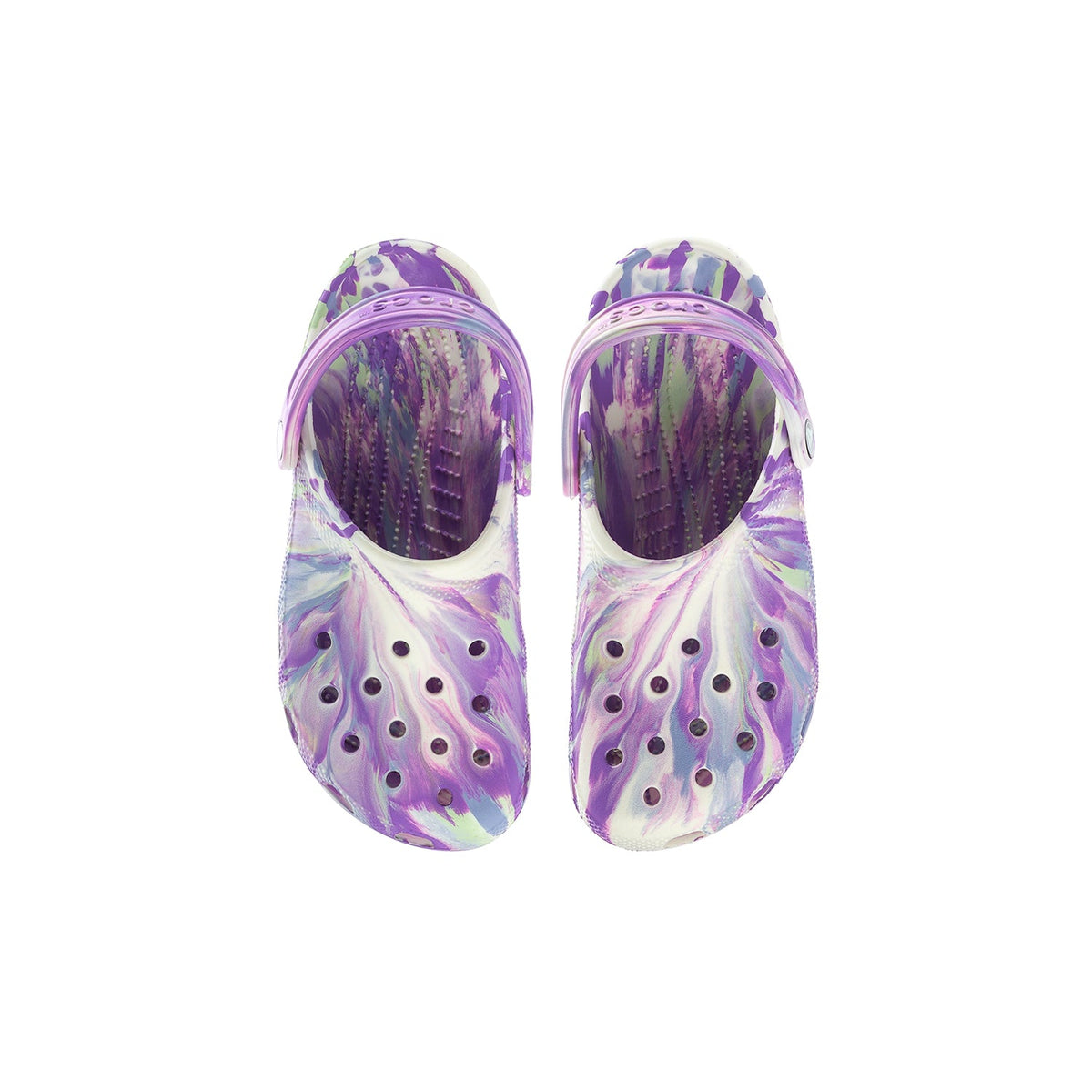 Crocs Youth Marble Classic Clog - Purple / White
